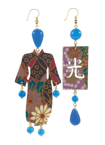 Big Light Blue Kimono Earrings - Lebole Maison