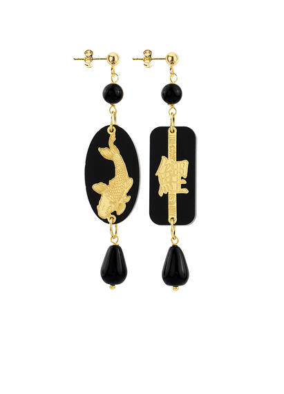 Orecchini Carpa Plexi Mini Nero - Lebole Maison