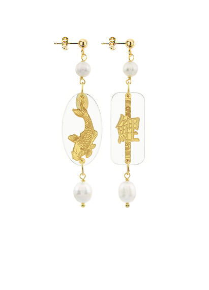 Orecchini Carpa Plexi Trasparente Mini Perla - Lebole Maison