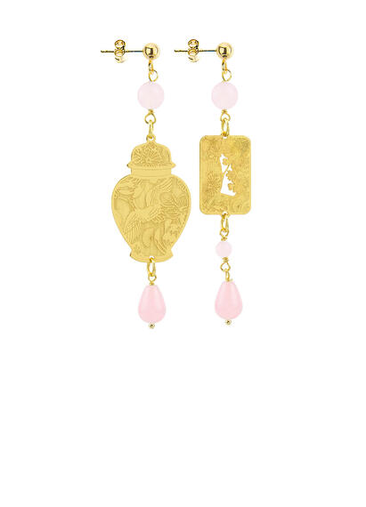 Orecchini Potiche Oro Piccolo Rosa - Lebole Maison