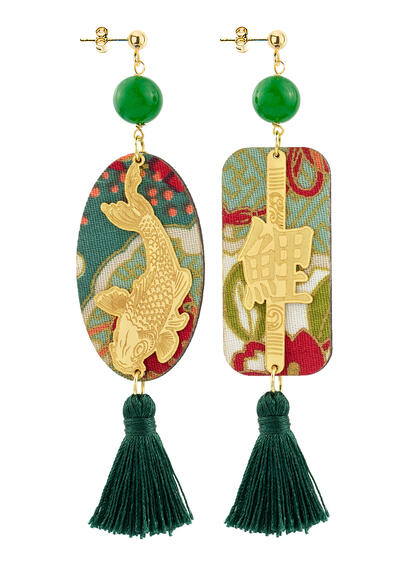 Orecchini Carpa Nappa Verde - Lebole Maison