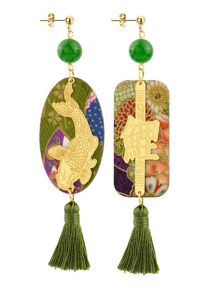 Orecchini Carpa Nappa Verde Oliva - Lebole Maison