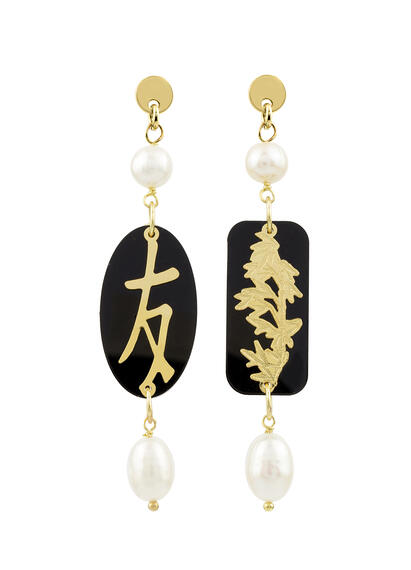 Orecchini Amicizia Plexi Mini Nero - Lebole Maison