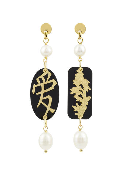 Orecchini Amore Plexi Mini Nero - Lebole Maison