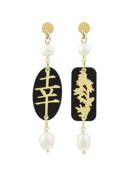 Orecchini Fortuna Plexi Mini Nero - Lebole Maison