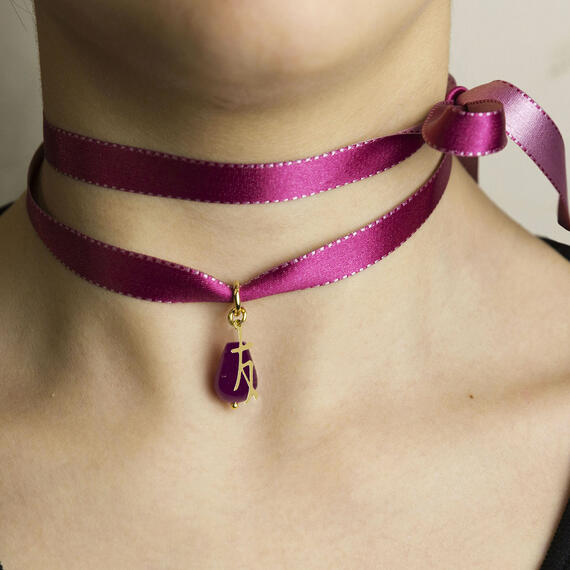 Collana Tessuto Kanji Amicizia Fucsia - Lebole Maison