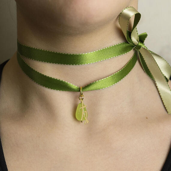 Collana Tessuto Kanji Amicizia Verde - Lebole Maison