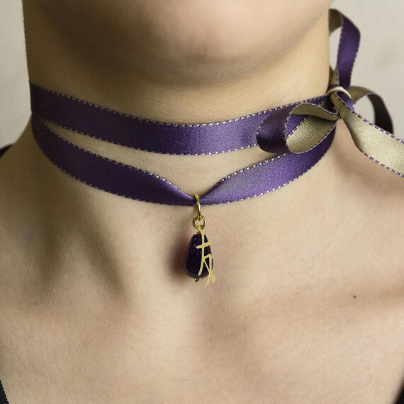 Collana Tessuto Kanji Amicizia Viola - Lebole Maison
