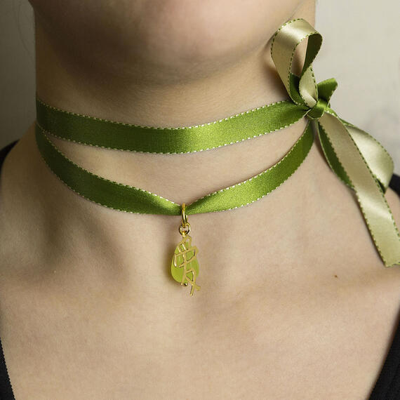 Collana Tessuto Kanji Amore Verde - Lebole Maison
