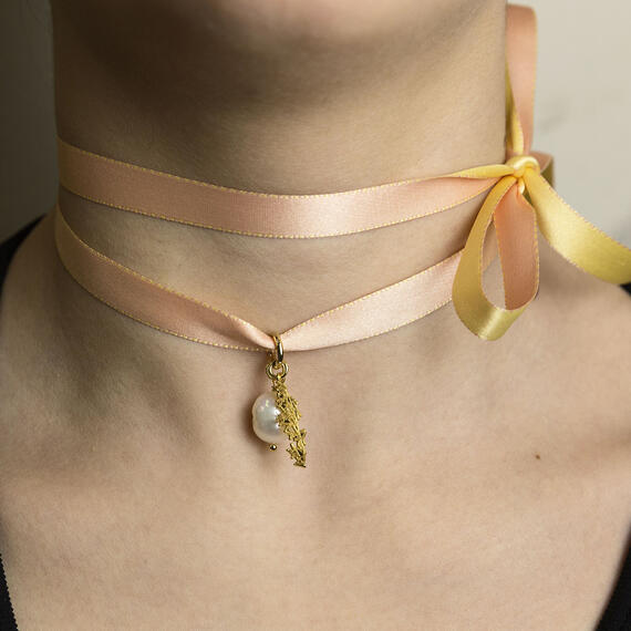 Collana Tessuto Kanji Bambu Arancione - Lebole Maison