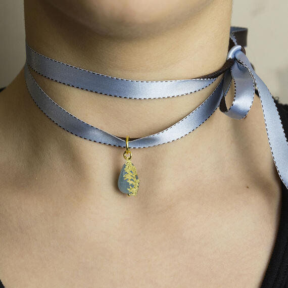 Collana Tessuto Kanji Bambu Celeste - Lebole Maison