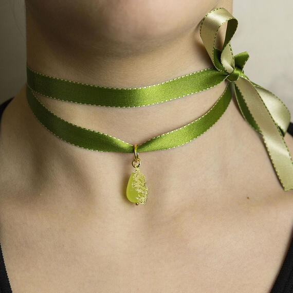 Collana Tessuto Kanji Bambu Verde - Lebole Maison