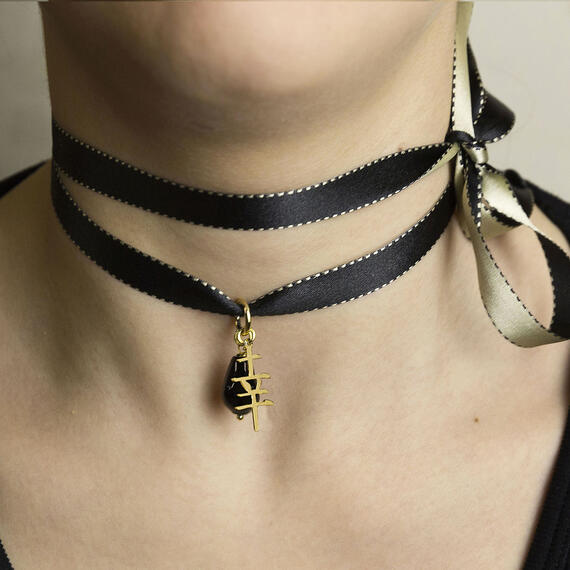 Collana Tessuto Kanji Fortuna Nero - Lebole Maison