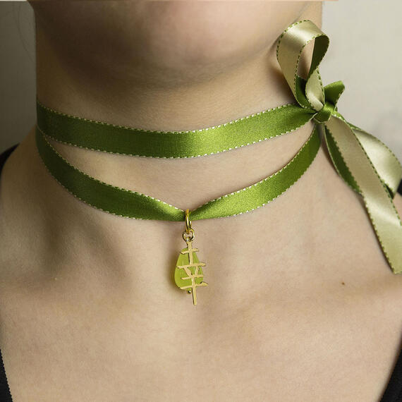 Collana Tessuto Kanji Fortuna Verde - Lebole Maison