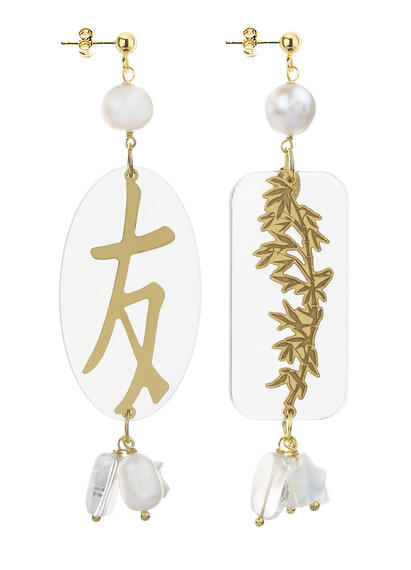 Orecchini Amicizia Plexi Trasparente Perla - Lebole Maison