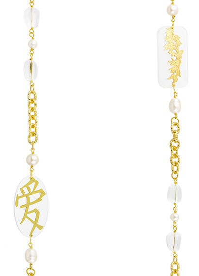 Collana Lebolina Kanji Amore Plexi Trasparente Perla - Lebole Maison