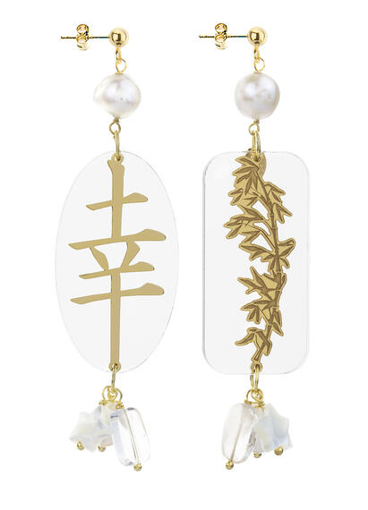 Orecchini Fortuna Plexi Trasparente Perla - Lebole Maison