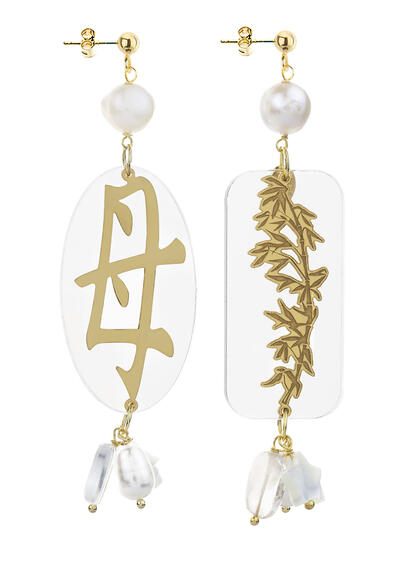 Orecchini Mamma Plexi Trsparente Perla - Lebole Maison