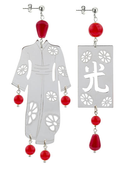 Orecchini Kimono Rodio Grande Rubino - Lebole Maison