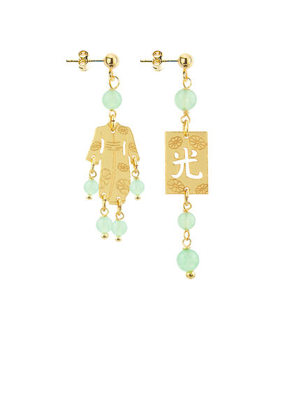 Orecchini Kimono Oro Mini Verde Giada - Lebole Maison