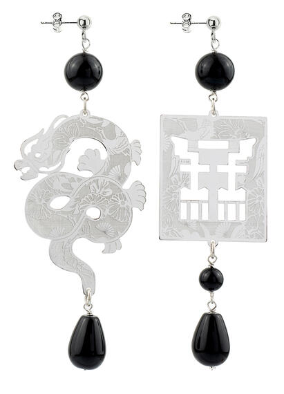 Orecchini Drago Rodio Grande Nero - Lebole Maison
