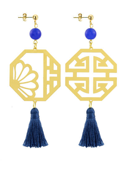 Orecchini Fu Nappa Blu - Lebole Maison