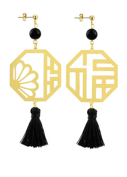 Orecchini Lu Nappa Nero - Lebole Maison