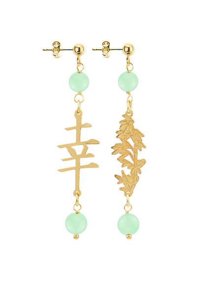 Orecchini Kanji Fortuna Oro Mini Verde Giada - Lebole Maison