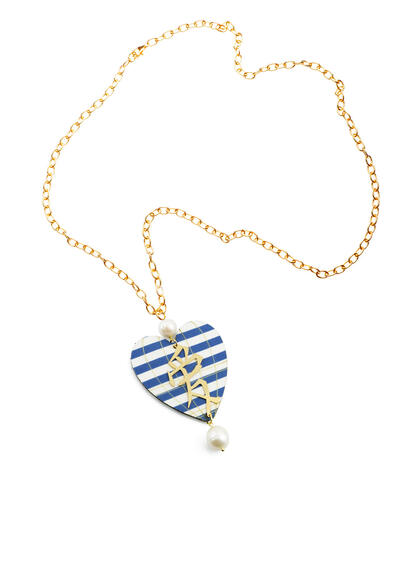 Collana Cuore Righe Blu - Lebole Maison