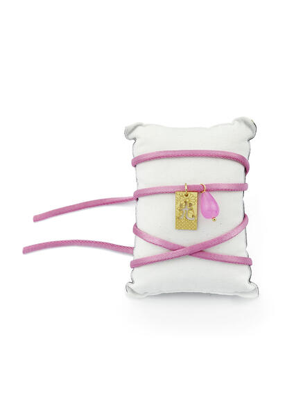 Bracciale Tessuto Ideogramma Luce Rosa - Lebole Maison