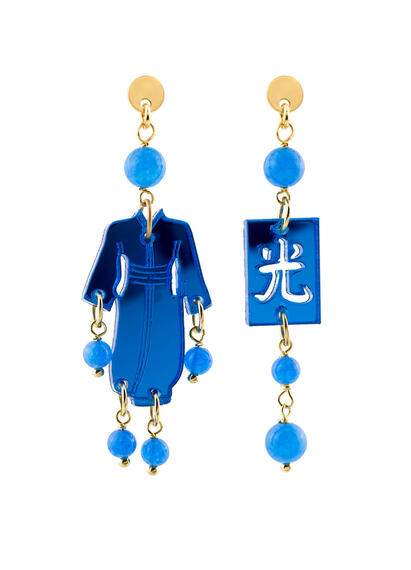Orecchini Kimono Plexi Mini Azzurro - Lebole Maison