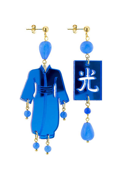 Small Blue Plexi Kimono Earrings - Lebole Maison
