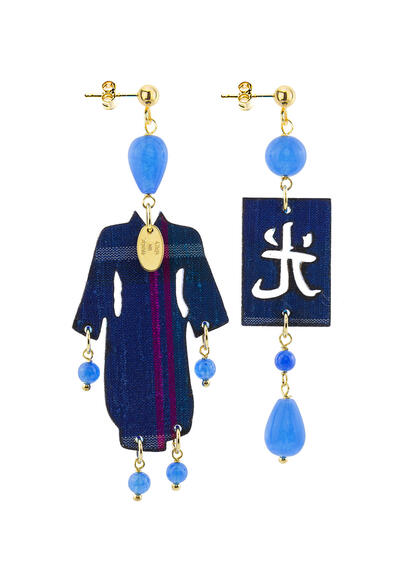Small Blue Plexi Kimono Earrings - Lebole Maison