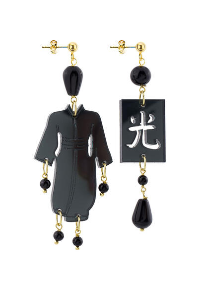 Orecchini Kimono Plexi Piccolo Nero - Lebole Maison