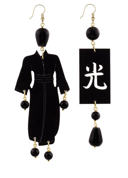 Orecchini Kimono Plexi Grande Nero - Lebole Maison