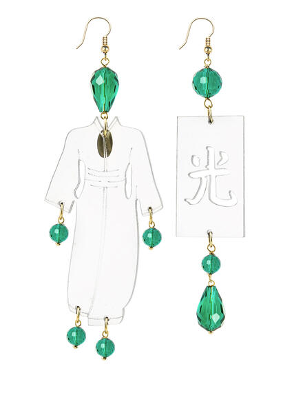 Orecchini Kimono Plexi Trasparente Grande Verde - Lebole Maison