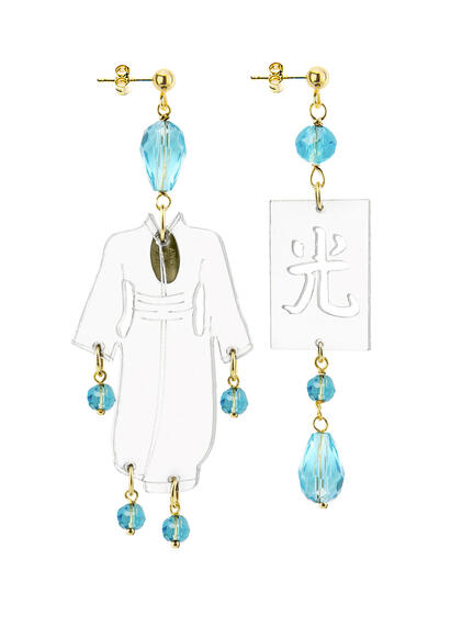 Orecchini Kimono Plexi Trasparente Piccolo Azzurro - Lebole Maison