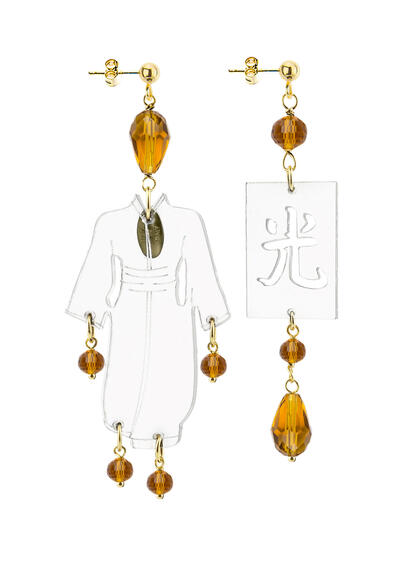 Orecchini Kimono Plexi Trasparente Piccolo Ambra - Lebole Maison