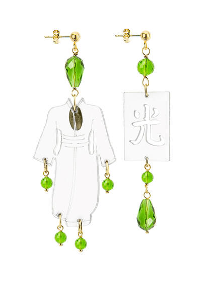 Orecchini Kimono Plexi Trasparente Piccolo Verde Chiaro - Lebole Maison