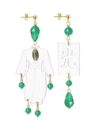 Orecchini Kimono Plexi Trasparente Piccolo Verde - Lebole Maison