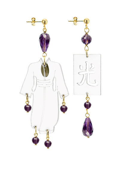 Orecchini Kimono Plexi Trasparente Piccolo Viola - Lebole Maison