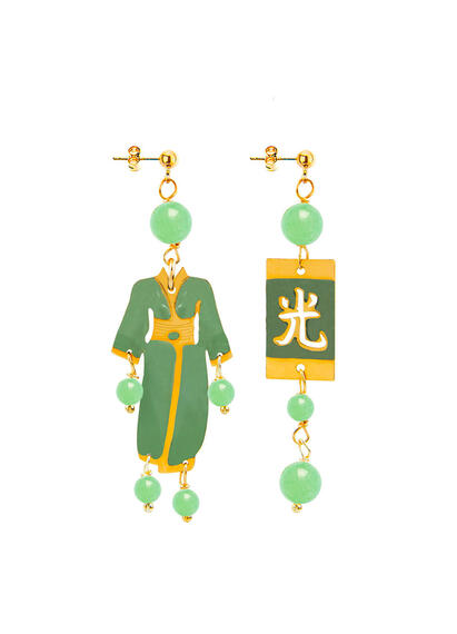 Orecchini Kimono Smalto Verde Giada Mini Verde Giada - Lebole Maison