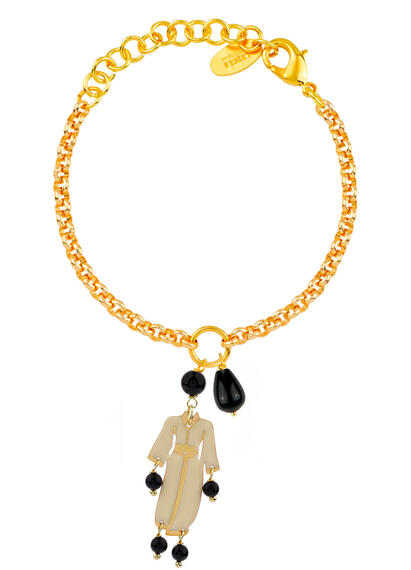 Bracciale Kimono Smalto Bianco Mini Nero - Lebole Maison