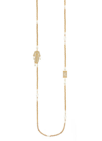 Collana Chanel Kimono Smalto Bianco Mini Perla - Lebole Maison