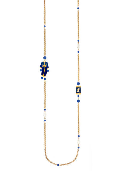Collana Chanel Kimono Smalto Blu Mini Blu - Lebole Maison