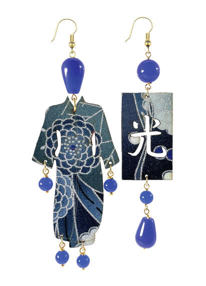 Big Blue Kimono Earrings - Lebole Maison