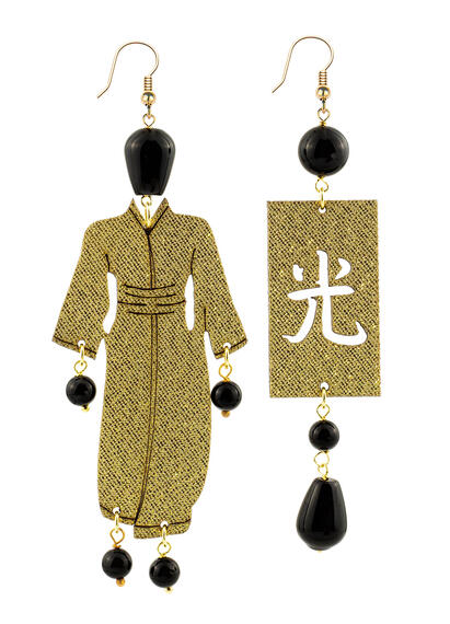 Black Gold Big Kimono Earrings - Lebole Maison