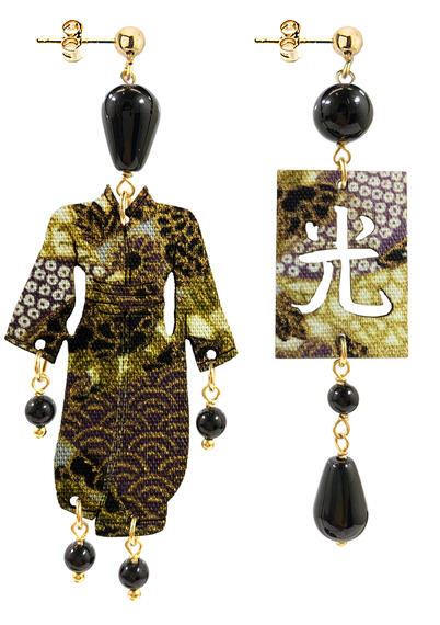Orecchini Kimono Piccolo Nero - Lebole Maison