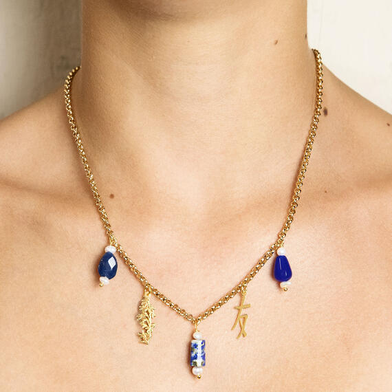 Collana Kanji Amicizia Elementi Blu - Lebole Maison