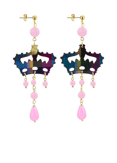 Orecchini Kaguya Corona Plexi Rosa Fluo - Lebole Maison